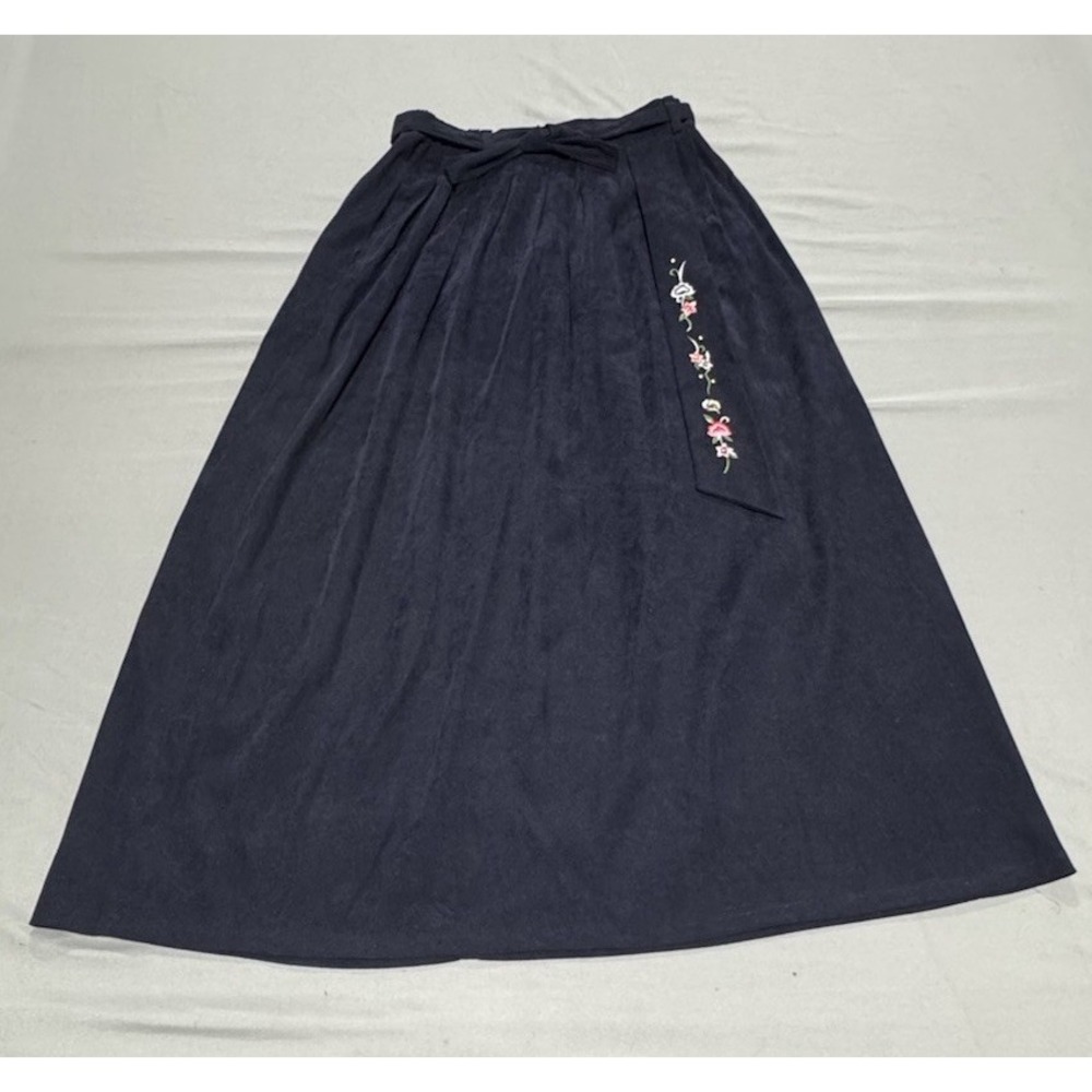 1988 Seoul Olympics Vintage Navy Hanbok Inspired Long Skirt Zip Back